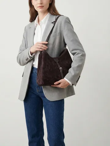 Mujer Bolso Tote de Ante Vintage Cuero Suave Bolso de Hombro Casual Gran Capacidad Bolso Bandolera Elegante Bolso Satchel