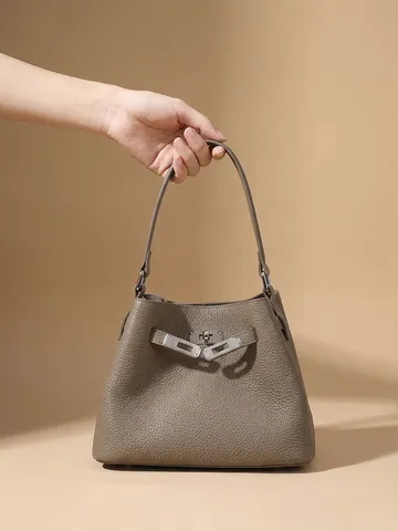 Bolso Tote de Cuero de Flor Entera para Mujer Urbano Minimalista Commuting Bandolera de Hombro Con Cierre Metálico