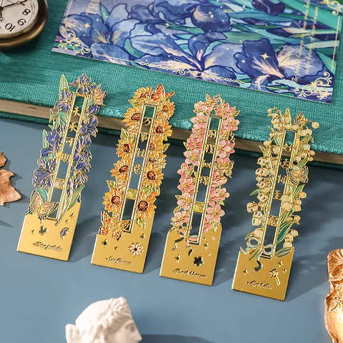 Metall Durchbrochenes Blumen Lesezeichen Vintage Messing Chinesischer Stil Inspirierendes Zitat Buchseitenmarkierung