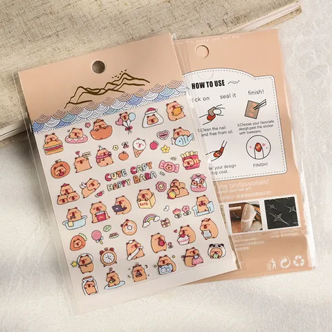 5D Geprägte Nagelaufkleber Süße Cartoon Panda Wasserschwein Muster DIY Nail Art Dekoration Für Damen Mädchen Nagelsticker
