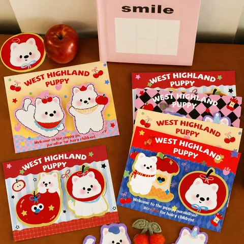 Süße West Highland White Terrier Haftnotizen Cartoon Hund Memo Pad Selbstklebend Schüler Schreibwaren Papier