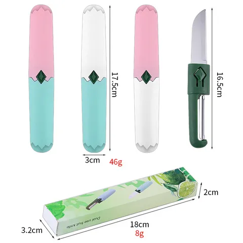 Set Di Coltello Da Frutta E Pelapatate In Acciaio Inossidabile Multifunzionale 2 In 1 Strumento Da Cucina Portatile