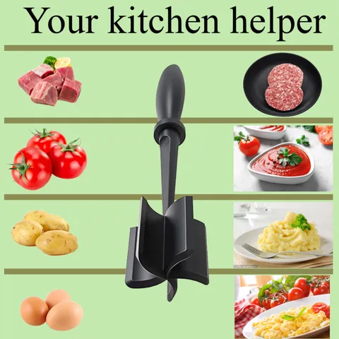 Tritacarne Manuale in Plastica Schiacciapatate per Alimenti a 5 Lame Strumento di Tritatura per Patate e Pomodori Gadget da Cucina Nero