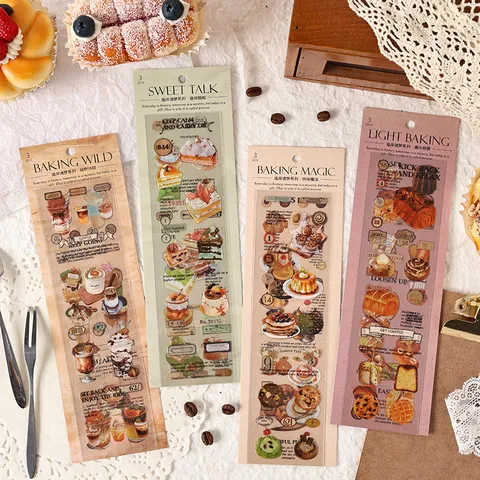 Vintage Lebensmittel PET Segmentiertes Klebeband Tagebuch Dekoratives Material Toast Aufkleber Transparent Wasserdichter Aufkleber