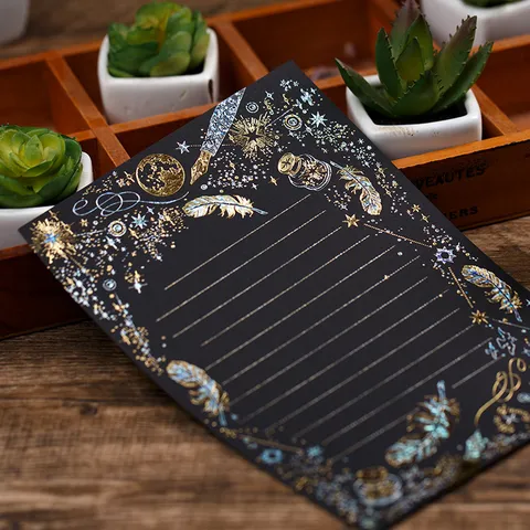 Literarisch Frisch Heißprägung Briefpapier Und Umschlag Set Feder Gitarre Note Muster Schreibwaren Geschenk