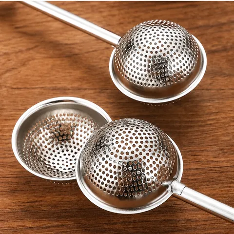 Passoire à Thé à Poignée Télescopique en Acier Inoxydable 304 Filtre à Thé à Balle de Type Presse Outil de Saupoudrage de Poudre Gadget de Cuisine