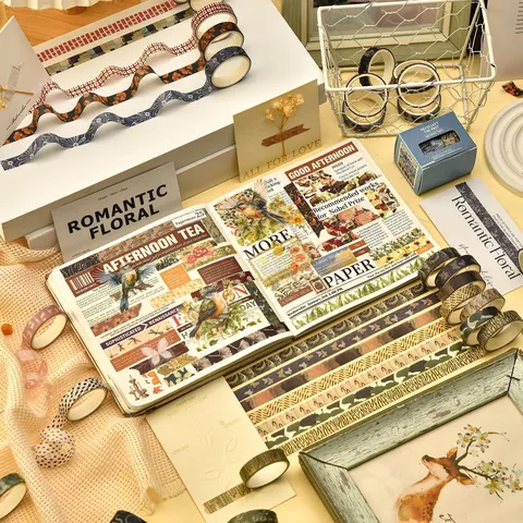 Ruban Washi Rétro Journal Vintage Scrapbook Ruban Adhésif Décoratif Fournitures de Papeterie Créatives Esthétiques