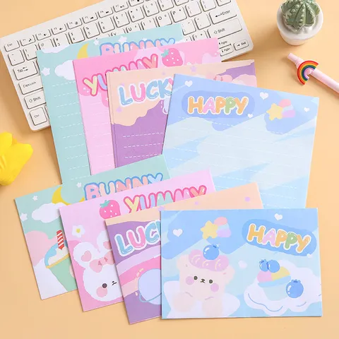 Ins Süß Cartoon Briefpapier Und Umschlag Set Frisch Süß Student Schreiben Briefpapier Kawaii Bunny Bär Notizblöcke Geschenk