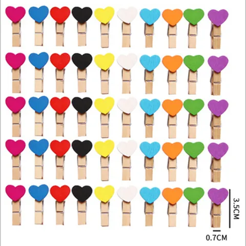 Holzklammern Süße Bunte Herz Holzklammern Kindergarten Klassenzimmer Fotowand Dekoration Memo Hanfseil Clip Set