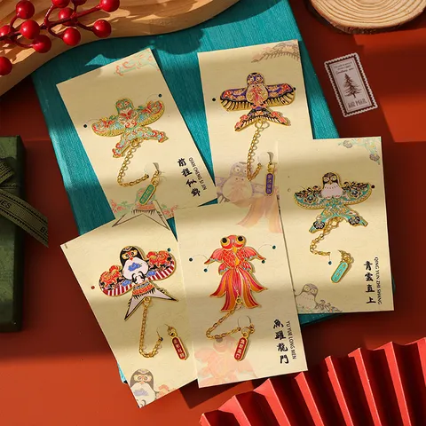 Chinesischer Stil Metall Hohl Lesezeichen Kreative Drachen Musikinstrument Panda Buchseite Markierung Studenten Kultursouvenir Geschenk