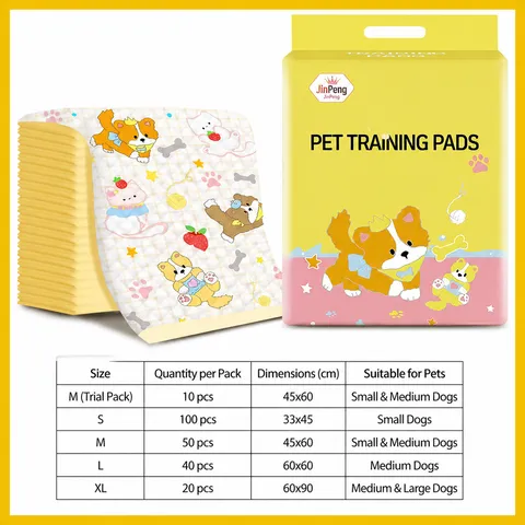 Disposable Pet Pee Pads Thickened Leakproof Dog Training Diapers With Back Adhesive Cute Printed Absorbent Puppy Wee Pads