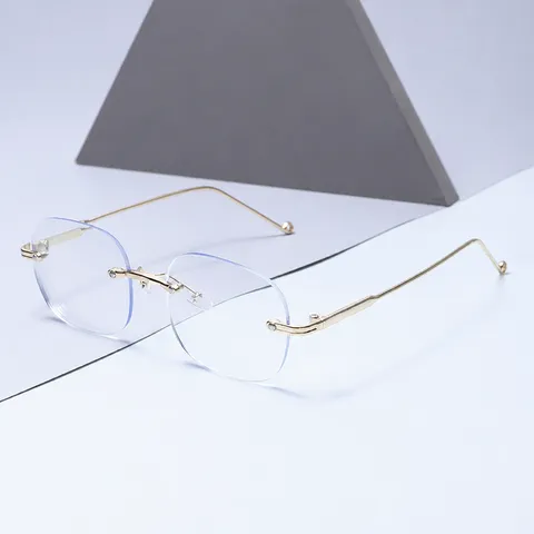 Unisex Frameloze Metalen Montuur Anti Blauw Licht Bril Slimme Fotochromische Bijziendheid Bril Voor Mannen En Vrouwen