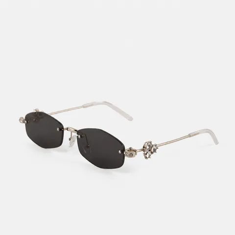 Modieuze Polygoon Zonder Montuur Zonnebril Voor Dames Luxe Strass Metaal Frame Anti-UV Trendy Zonnebril