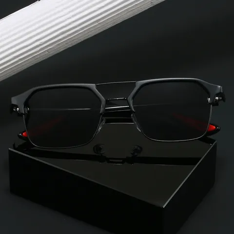 Gafas de Sol Polarizadas para Hombre Metal Doble Puente UV400 Conducción Pesca Gafas de Sol Tendencia Retro