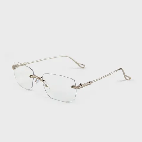 Vintage Randerloze Leesbril Metalen Montuur Heldere Lens Anti-Blauwlicht Bril Voor Heren Dames