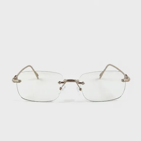 Vintage Randerloze Leesbril Metalen Montuur Heldere Lens Anti-Blauwlicht Bril Voor Heren Dames