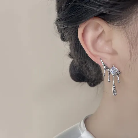 Nische Design Kupfer Zirkon Ohrringe Tropfen Frucht Stern Geometrisch Mode Schmuck Kollektion Für Damen