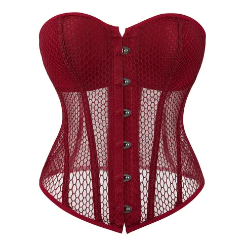 Damen Palaststil Mesh Korsett Top Sommer Atmungsaktives Bustier Mit Körbchen Vorderer Verschluss Formendes Crop Top