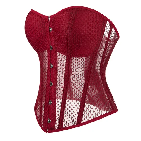 Damen Palaststil Mesh Korsett Top Sommer Atmungsaktives Bustier Mit Körbchen Vorderer Verschluss Formendes Crop Top