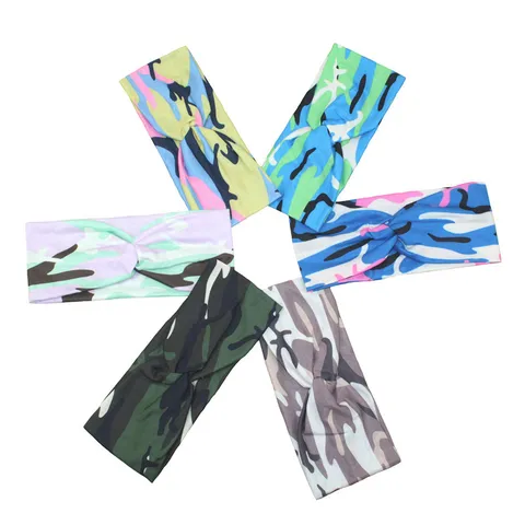 Dames Sport Yoga Hoofdband Polyester Geprint Kruis Knoop Elastisch Zweetband Fitness Haar Accessoires
