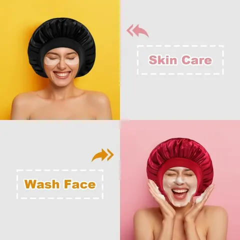 Satijn Slaapmuts voor Dames Brede Band Elastische Nacht Slaap Muts Haarverzorging Bonnet