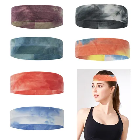Tie Dye Sport Hoofdband Absorberend Elastisch Katoen Yoga Haarband Haaraccessoires Geometrisch Zweetband Voor Fitness