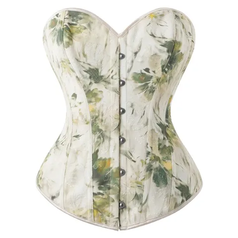Women's Vintage Floral Print Corset Top Slim Fit Sleeveless Sweetheart Neck Boned Bustier Casual Waist Cincher Shaping Top