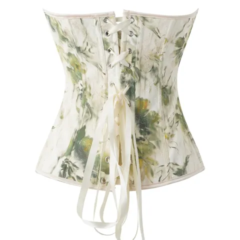 Women's Vintage Floral Print Corset Top Slim Fit Sleeveless Sweetheart Neck Boned Bustier Casual Waist Cincher Shaping Top