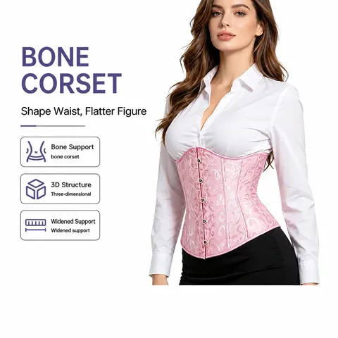 Women's Vintage Jacquard Corset Top Renaissance Court Waist Trainer Bustier Slimming Shaping Body Shaper Underwear