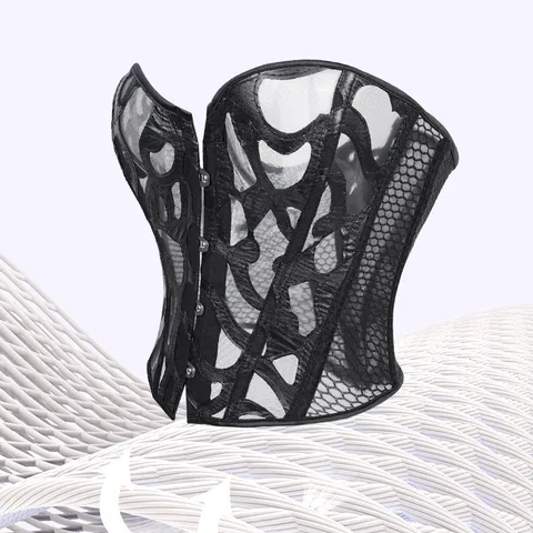 Women Gothic Vintage Mesh Corset Bustier Top Boned Waist Trainer Sexy Party Body Shaping Outerwear