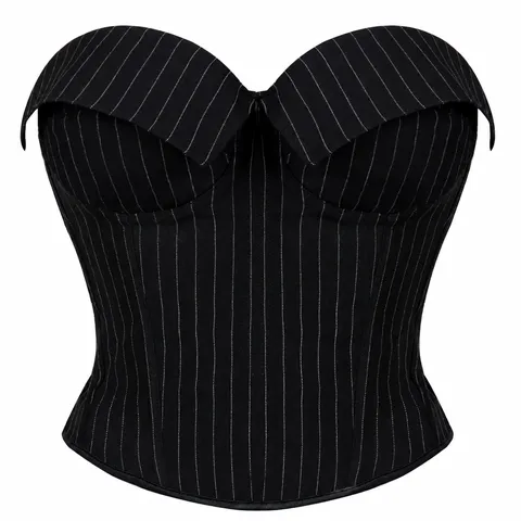Women's Striped Corset Top Sexy Strapless Bustier Boned Tummy Control Body Shaping Tube Top