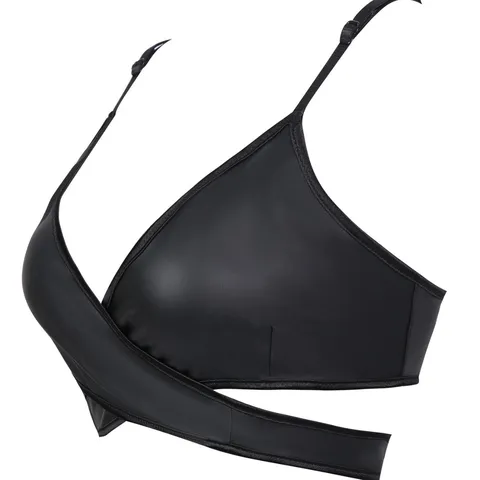 Women's Sexy PU Leather Corset Top Cross Strap V Neck Camisole Slim Fit Sleeveless Solid Color Party Clubwear