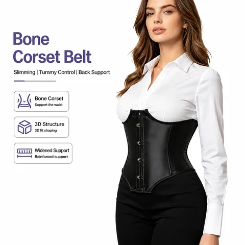 Damen Korsett Taillenmieder Satin Unterbrust Miederwaren Formender Body Bauchweg Metallschnalle Schlankheitsgürtel Übergröße