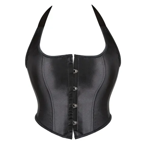 Women's Sexy Strapless Corset Top Bustier Metal Buckle Backless Shaping Body Shaper Vest Black Slim Fit Lingerie