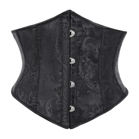 Women's Vintage Jacquard Waist Cincher Corset Belt Underbust Tummy Control Body Shaper Boned Bustier Top