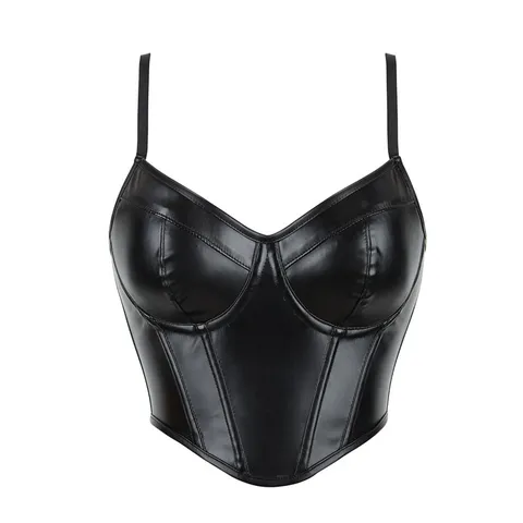 Corsetto Bustier in Finta Pelle da Donna Senza Spalline Supporto in Osso Modellante Slim Fit Sexy Party Clubwear