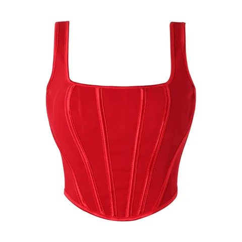 Damen Retro Palast Stil Korsett Top Viereckiger Ausschnitt Trägerlos Bustier Knochen Slim Fit Crop Top Sexy Figurformend