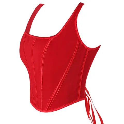 Damen Retro Palast Stil Korsett Top Viereckiger Ausschnitt Trägerlos Bustier Knochen Slim Fit Crop Top Sexy Figurformend