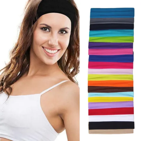 Bandeau de Yoga Élastique Couleur Unie Polyester Absorbant la Transpiration Cheveux Sport pour Femmes Hommes Entraînement Quotidien