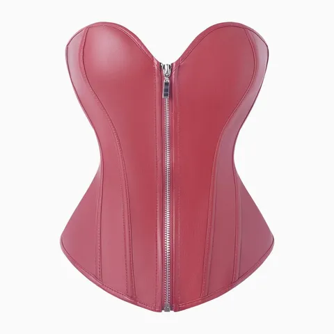 Women's Retro Punk Faux Leather Corset Top Front Zipper Boned Waist Trainer Shaping Bustier