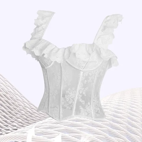 Women Sexy Lace Trim Breathable Mesh Corset Top Bust Support Tummy Control Boned Shaping Bustier