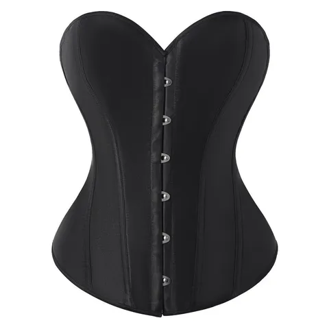 Damen Sexy Satin Korsett Top Vintage Geknöpft Unterbrust Bustier Taillentrainer Formend Schlankmachend Mieder