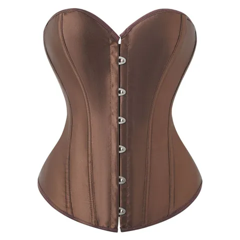 Damen Sexy Satin Fischbein Korsett Top Hof Vintage Bustier Bauchkontrolle Körperformung Unterwäsche Mit Metallverschluss Schnürung