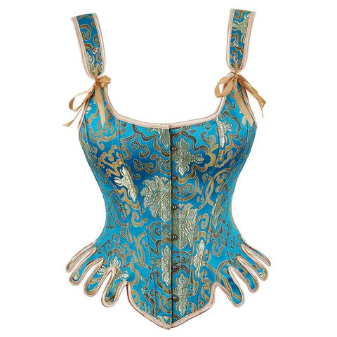 Damen Vintage Jacquard Korsett Oberteil Knochen Formbekleidung Bustier Crop Top Gotisch Weste