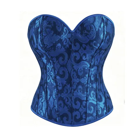 Damen Vintage Jacquard Knochen Korsett Top Herzausschnitt Reißverschluss Schlanke Körperformung Bustier