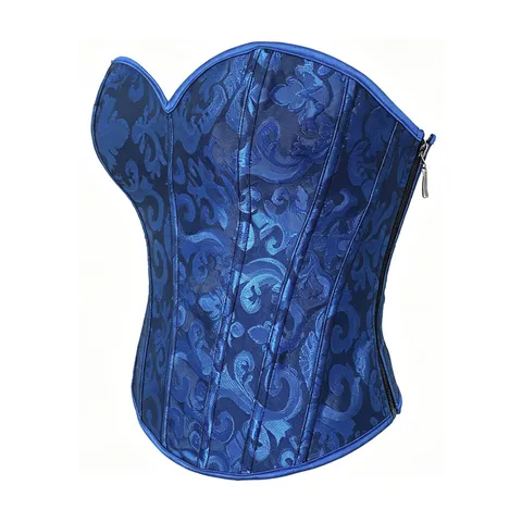 Damen Vintage Jacquard Knochen Korsett Top Herzausschnitt Reißverschluss Schlanke Körperformung Bustier