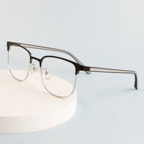 Vintage Half Frame Optical Glasses Men Anti Blue Light Metal Frame Fashion Retro Eyewear Clear Lens Prescription Glasses