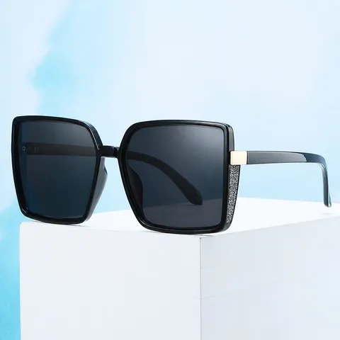 Femme Mode Polarisée Carré Lunettes De Soleil Rétro UV400 Conduite Lunettes De Soleil Dames Chic Lunettes Avec Détail Pailleté