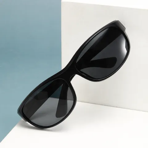 Unisex Sports Fashion UV400 Sunglasses Men Women Driving Cycling Anti Glare Black Frame Grey Lens Outdoor Eyewear