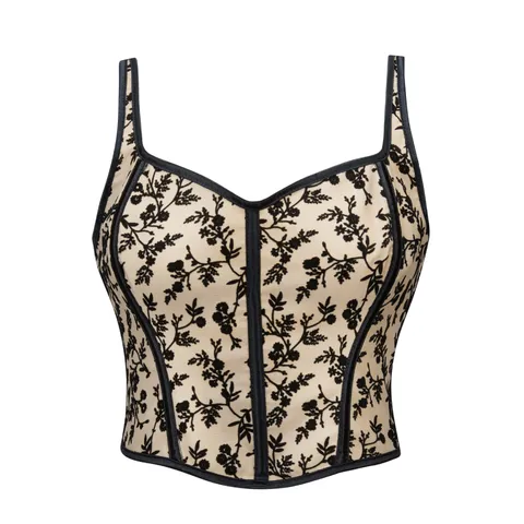 Women's Sexy Floral Corset Top Bustier Vintage Palace Style Strapless Fishbone Shaping Vest Slim Fit Underwear